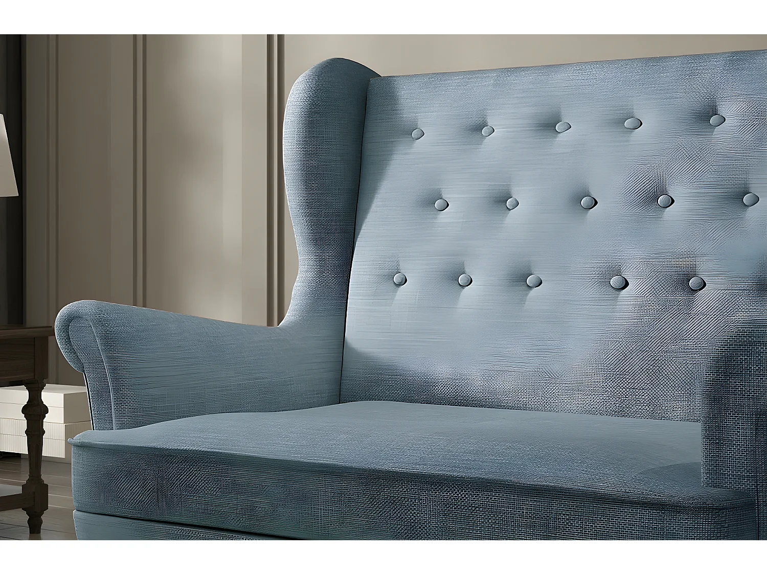 Canapé 2 places en tissu de catégorie Luxe, Bleu clair - ARNAUD