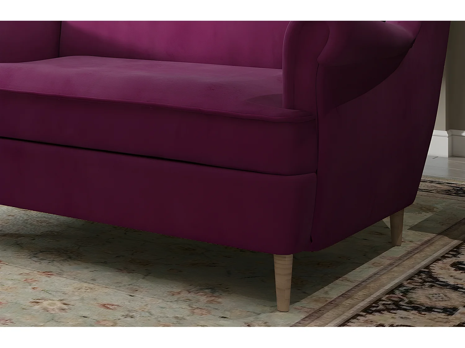 Luxe 2-zitsbank van Fuschia-stof ARNAUD