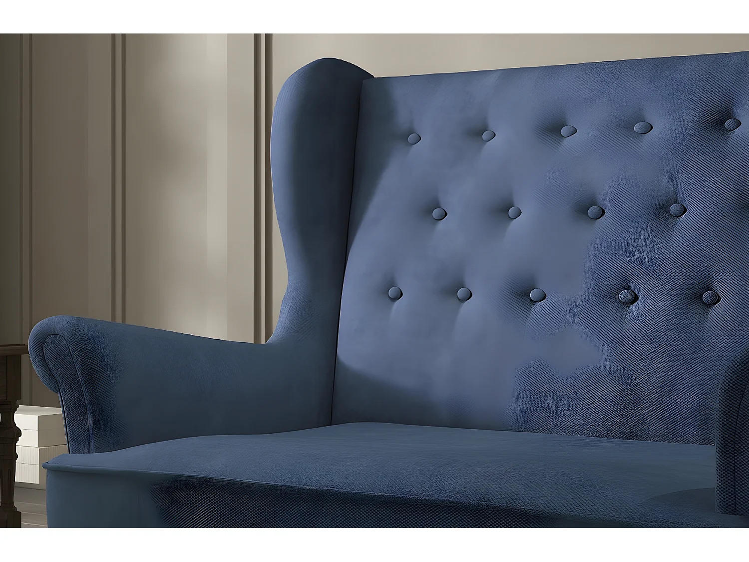 Canapé 2 places en tissu de catégorie Luxe, Bleu - ARNAUD