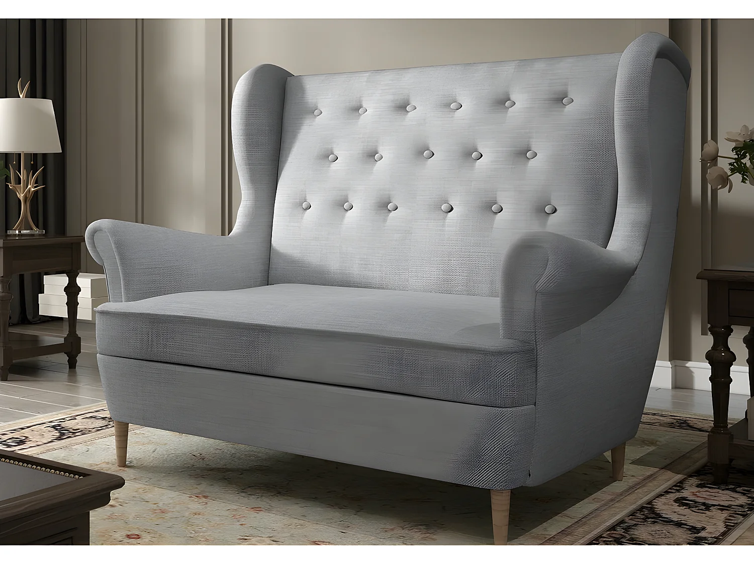 Canapé 2 places en tissu de catégorie Luxe, Gris - ARNAUD