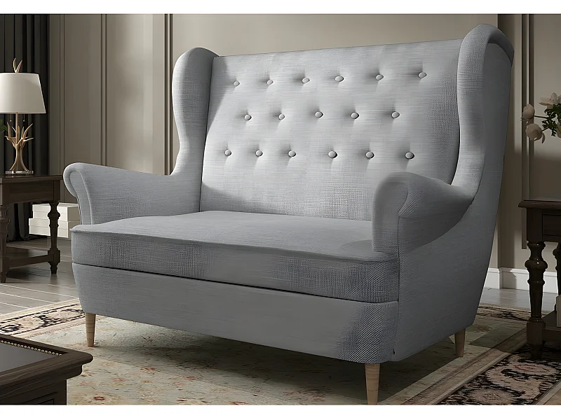 Canapé 2 places en tissu de catégorie Luxe, Gris - ARNAUD