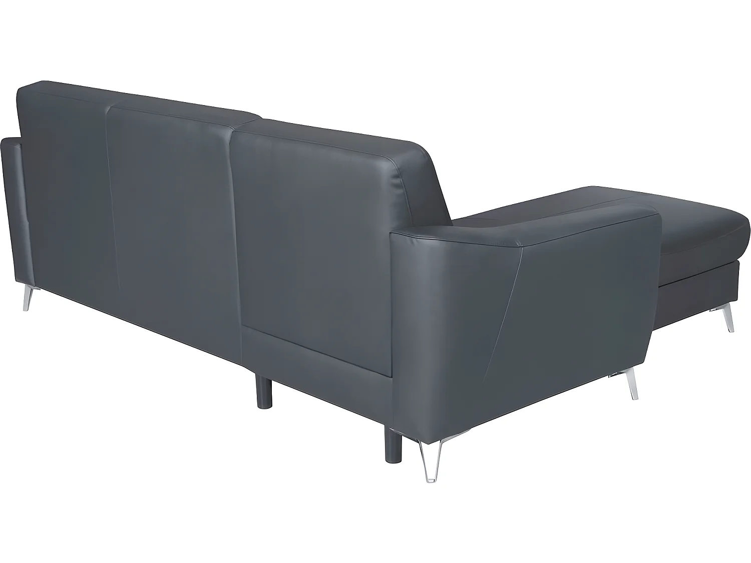 Canapé d'angle convertible en cuir italien de luxe 5 places SANTORIN, avec coffre, gris foncé, angle gauche