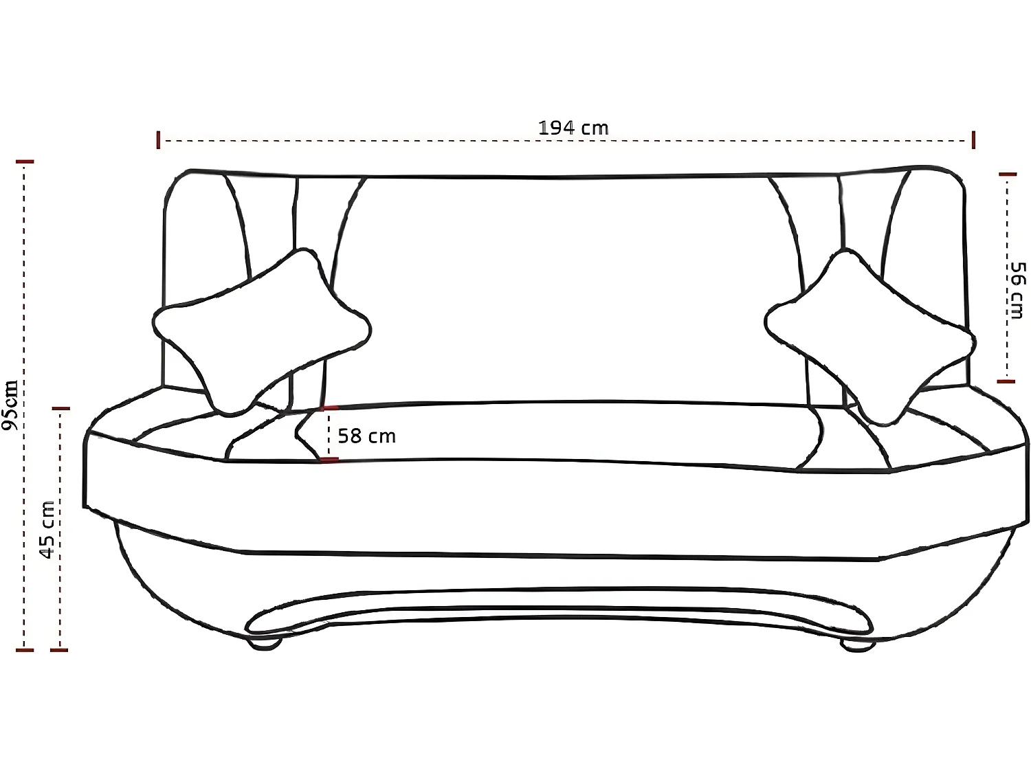Canapé 3 places convertible et espace de rangement - bicolore anthracite  / rouge - en tissu de qualité, EWIN
