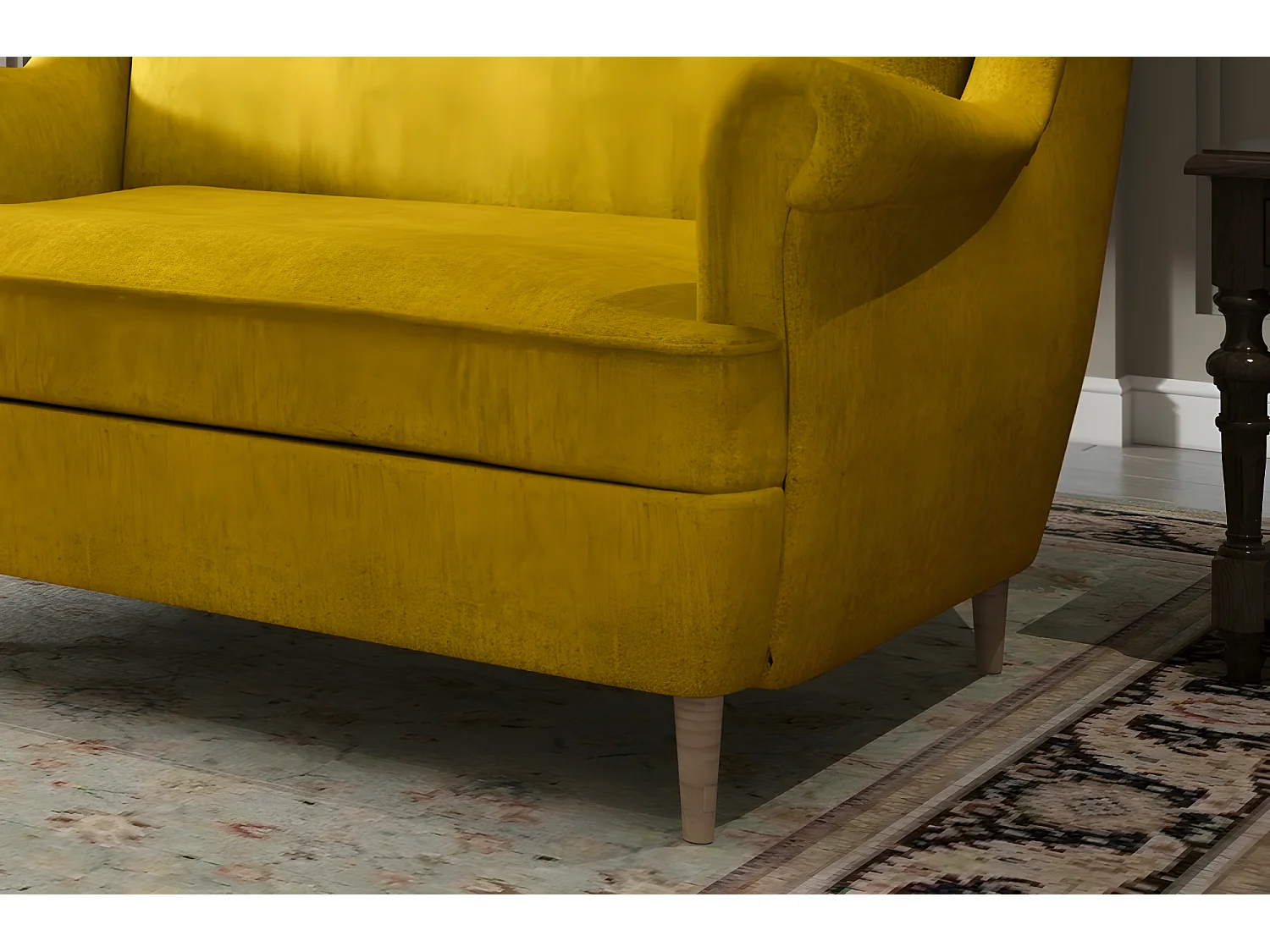 Canapé 2 places en tissu de catégorie Luxe, Jaune - ARNAUD