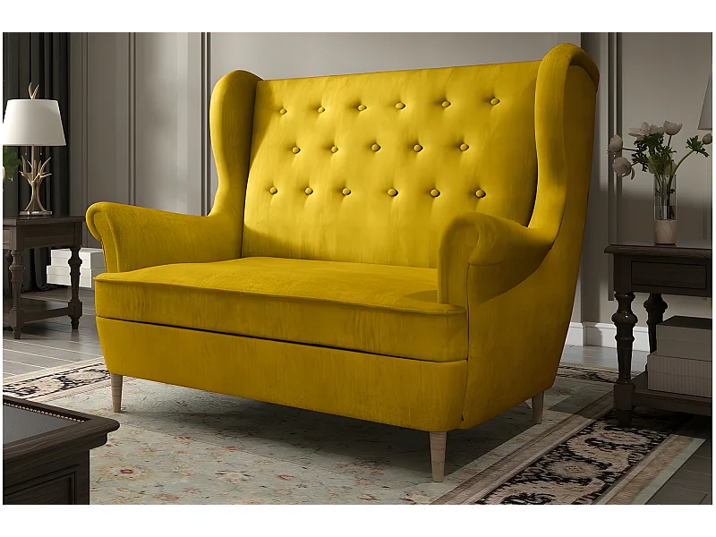 2-zitsbank van luxe stof, geel - ARNAUD