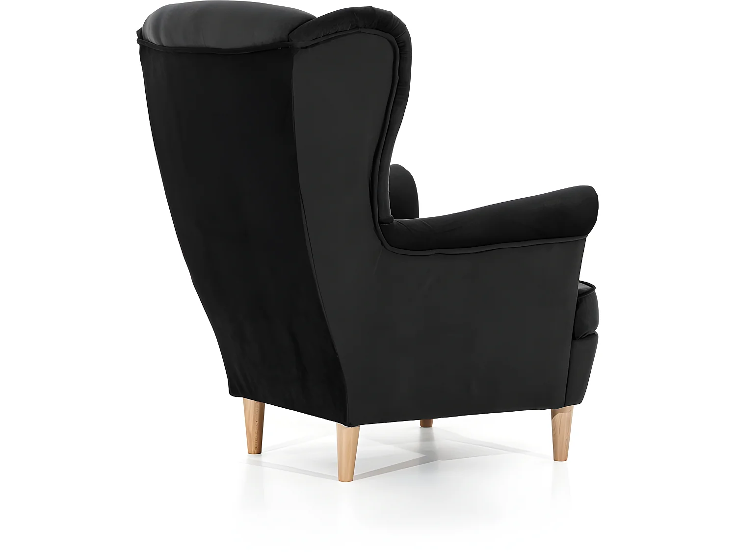 Fauteuil 1 place en tissu velours catégorie luxe, noir, ARNAUD