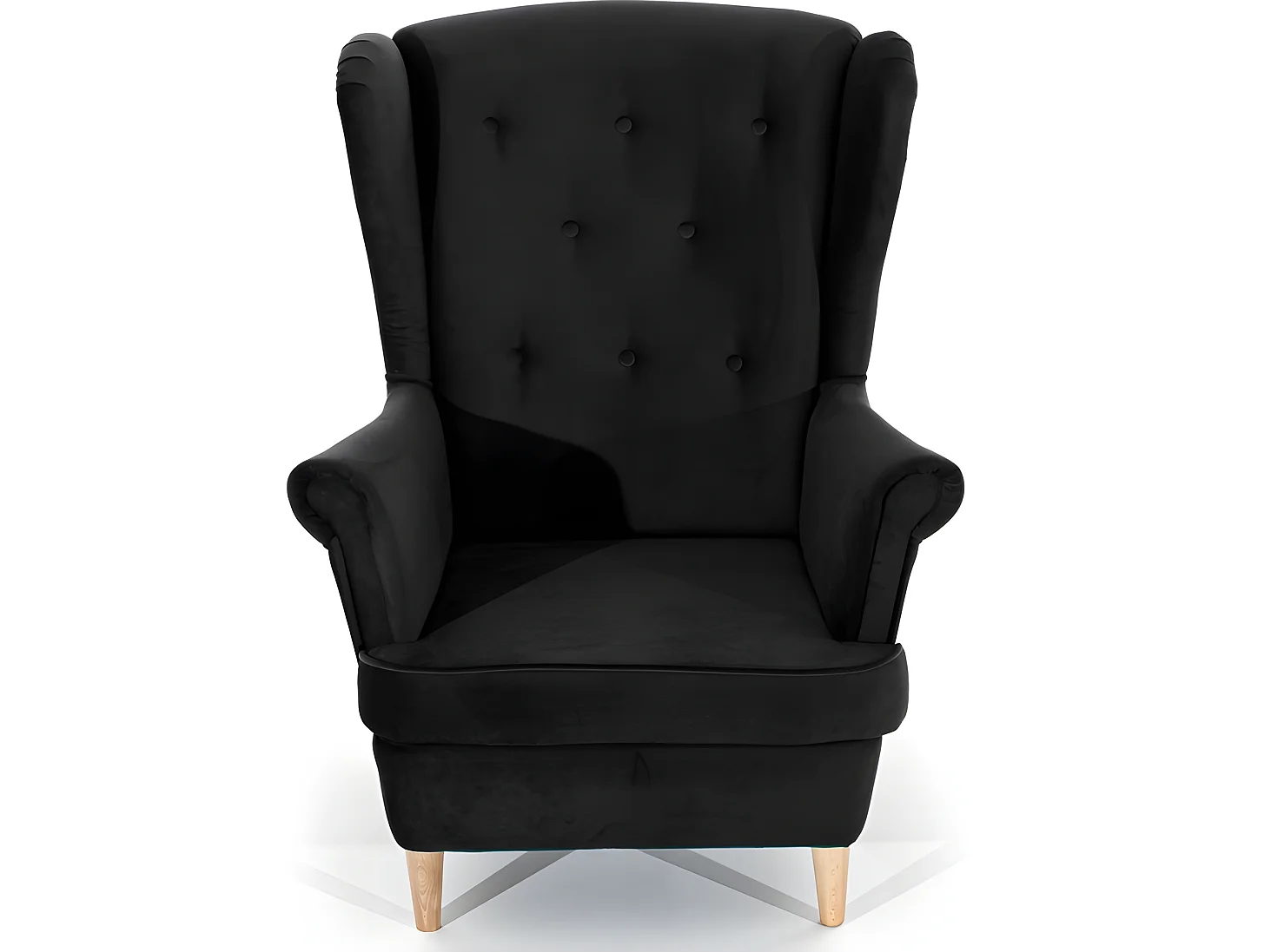 Fauteuil 1 place en tissu velours catégorie luxe, noir, ARNAUD
