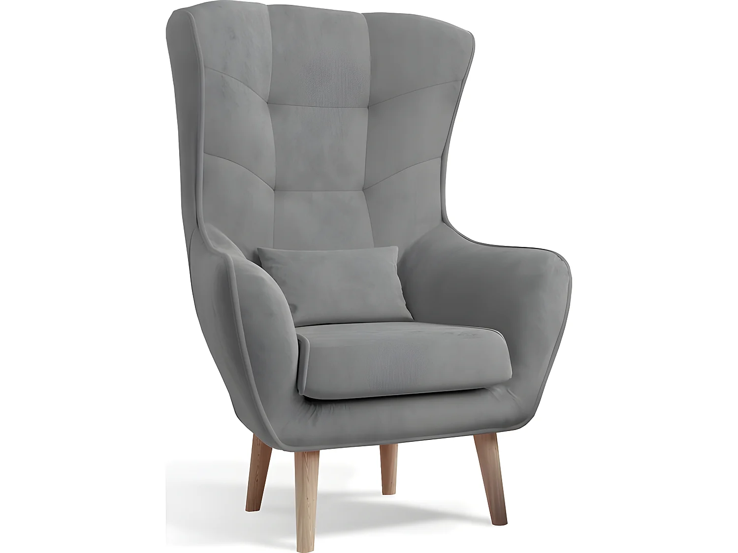 Fauteuil 1 place en tissu velours catégorie luxe, gris, ARTISTE