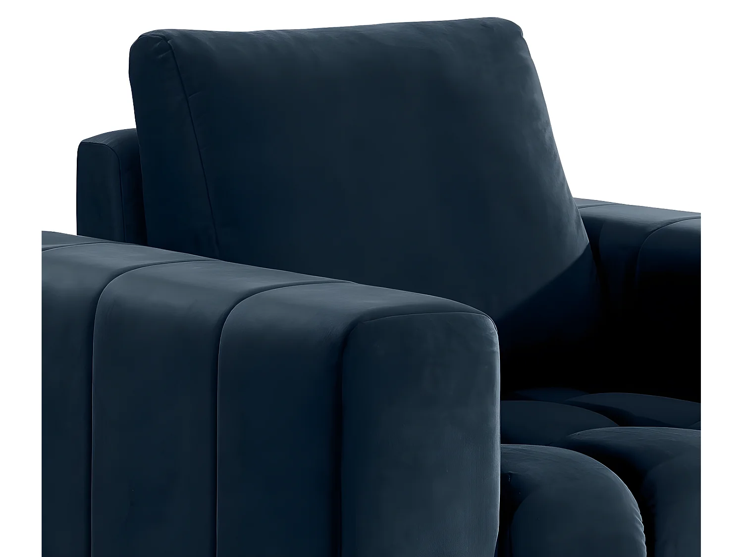 Fauteuil 1 place en tissu velours catégorie luxe, bleu foncé, LAZINO