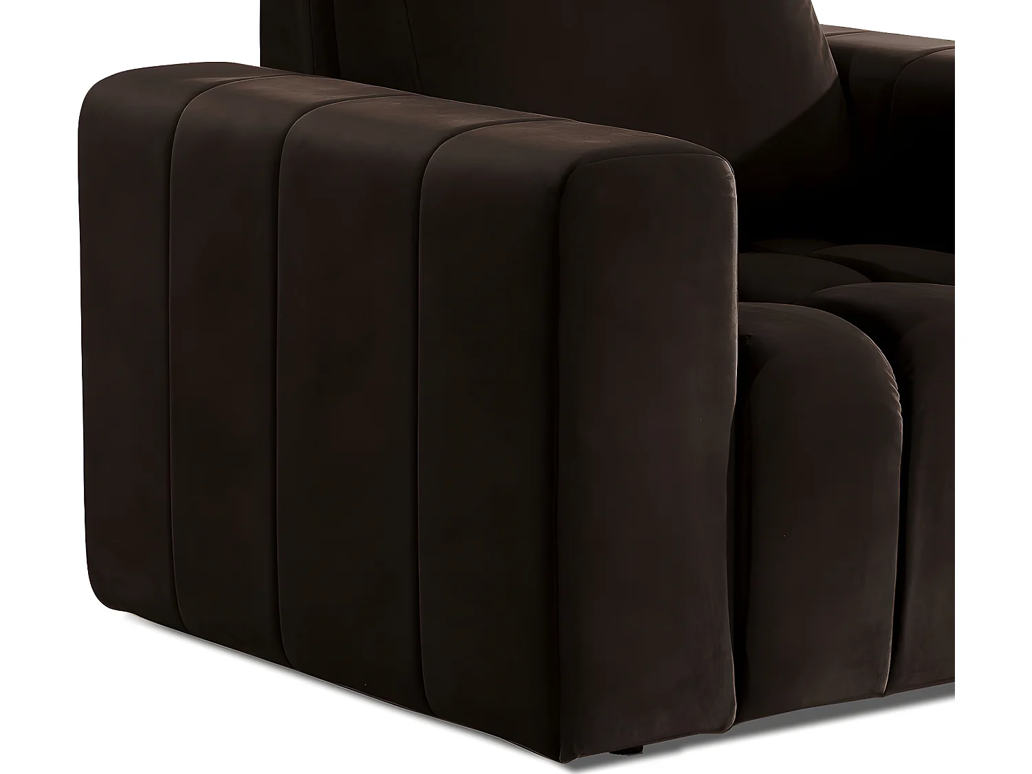 Fauteuil 1 place en tissu velours catégorie luxe, chocolat, LAZINO