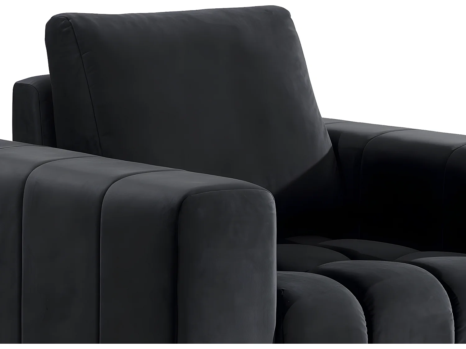 Fauteuil 1 place en tissu velours catégorie luxe, gris foncé, LAZINO