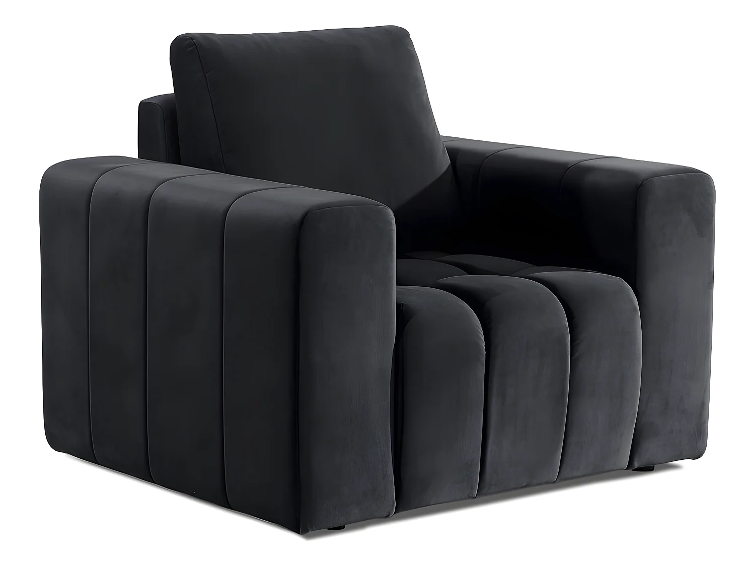 Fauteuil 1 place en tissu velours catégorie luxe, gris foncé, LAZINO