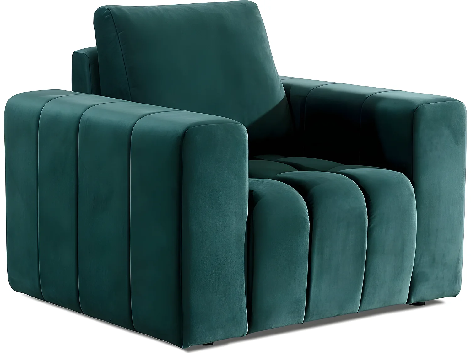 Fauteuil 1 place en tissu velours catégorie luxe, vert, LAZINO