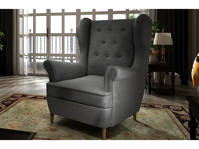 Fauteuil 1 place en tissu catégorie luxe, gris foncé, ARNAUD