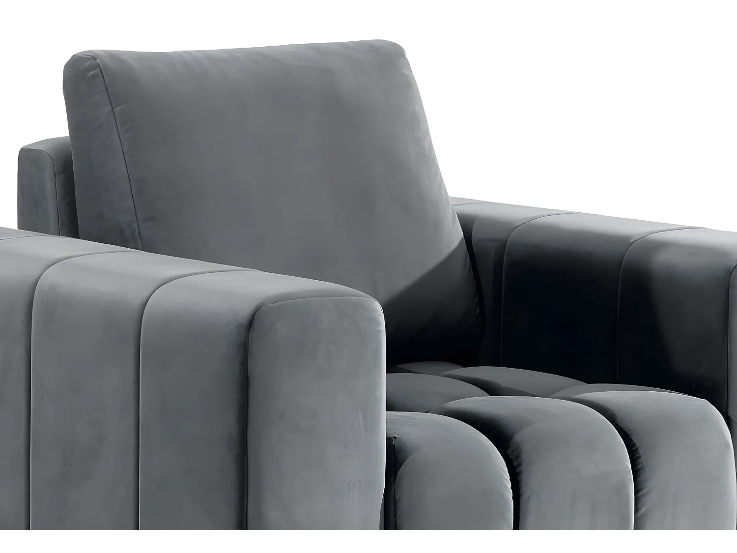 Fauteuil 1 place en tissu velours catégorie luxe, gris, LAZINO