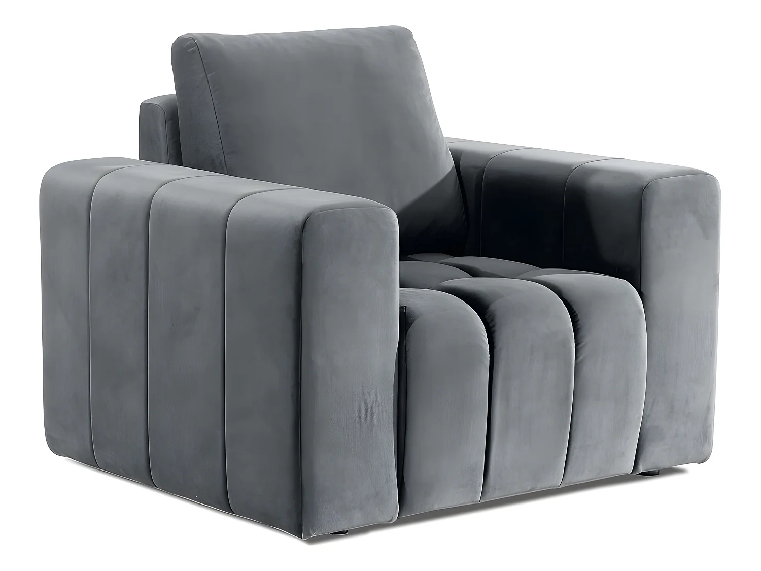 Fauteuil 1 place en tissu velours catégorie luxe, gris, LAZINO