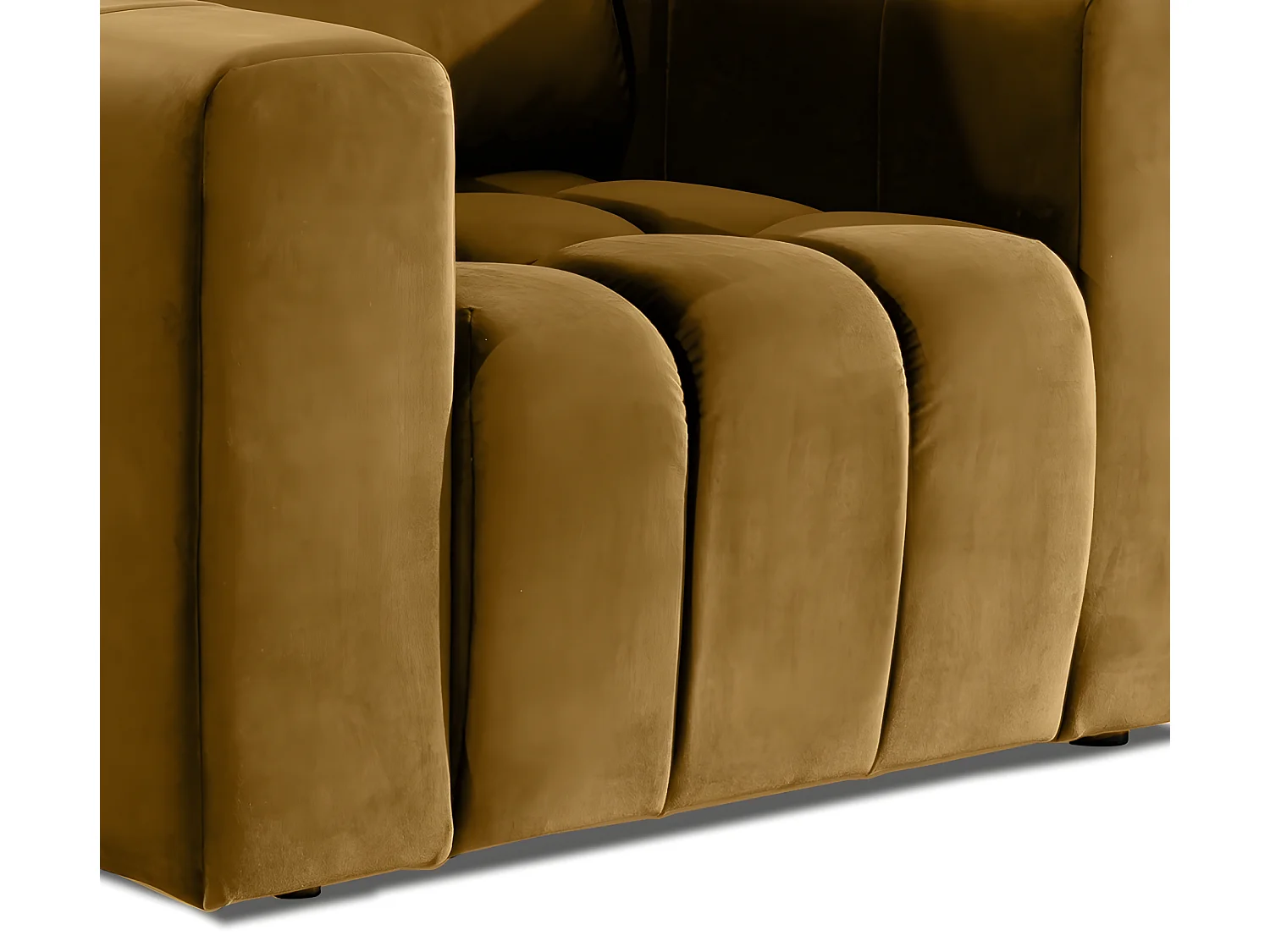 Fauteuil 1 place en tissu velours catégorie luxe, moutarde, LAZINO