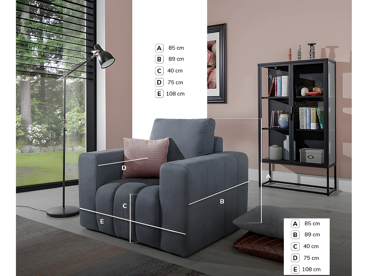 Fauteuil 1 place en tissu velours catégorie luxe, moutarde, LAZINO