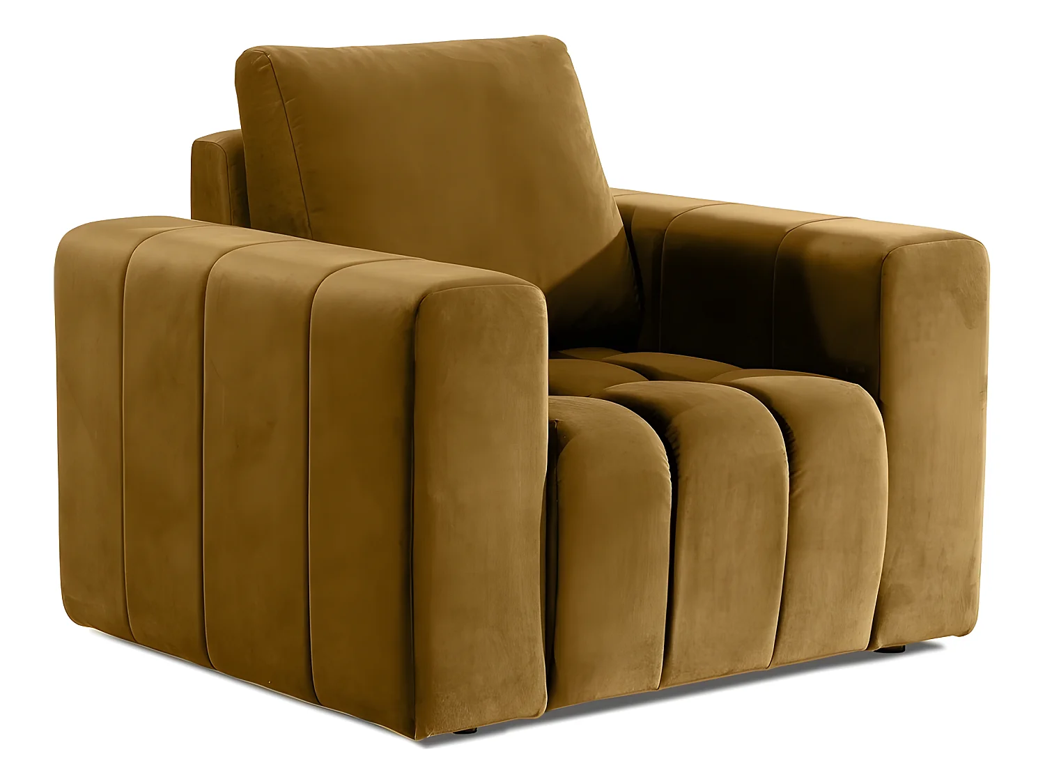 Fauteuil 1 place en tissu velours catégorie luxe, moutarde, LAZINO