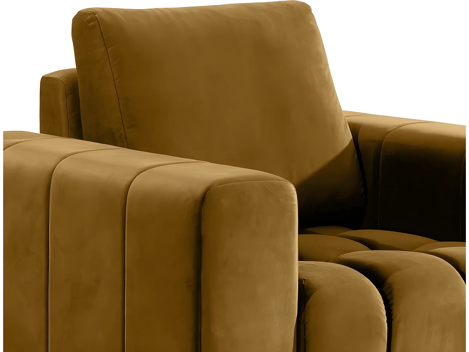 Fauteuil 1 place en tissu velours catégorie luxe, moutarde, LAZINO