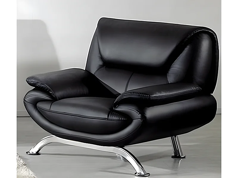 Fauteuil 1 place en cuir italien JONAH, noir
