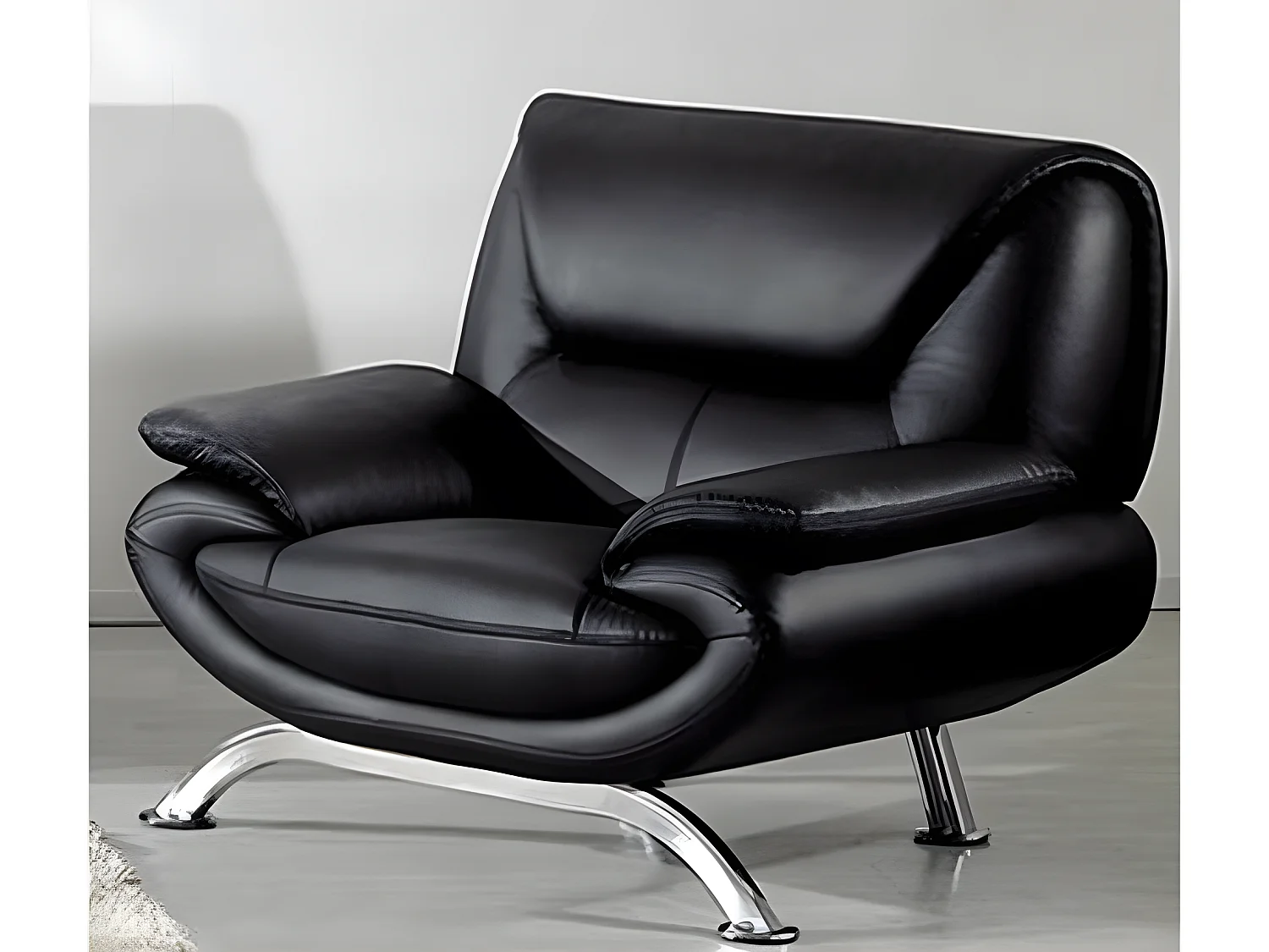 Fauteuil 1 place en cuir italien JONAH, noir