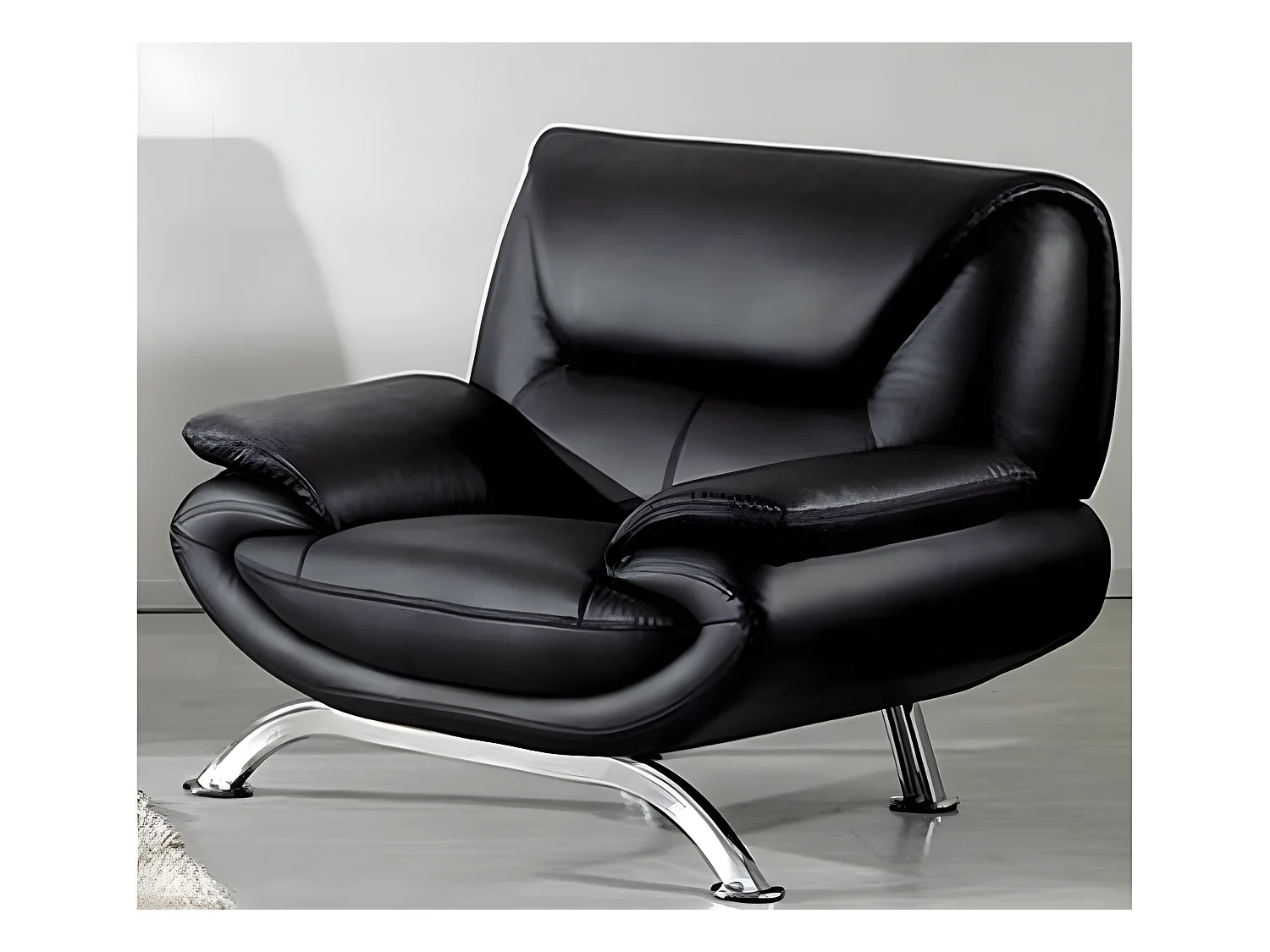 Fauteuil 1 place en cuir italien JONAH, noir