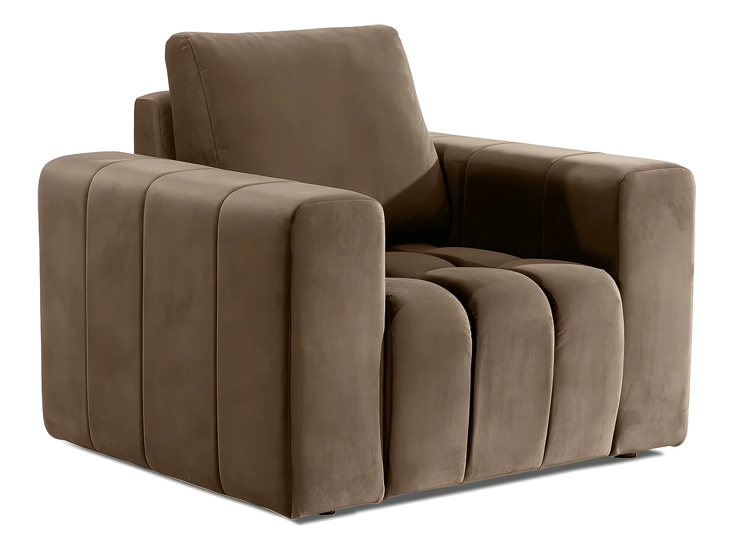 Fauteuil 1 place en tissu velours catégorie luxe, beige, LAZINO