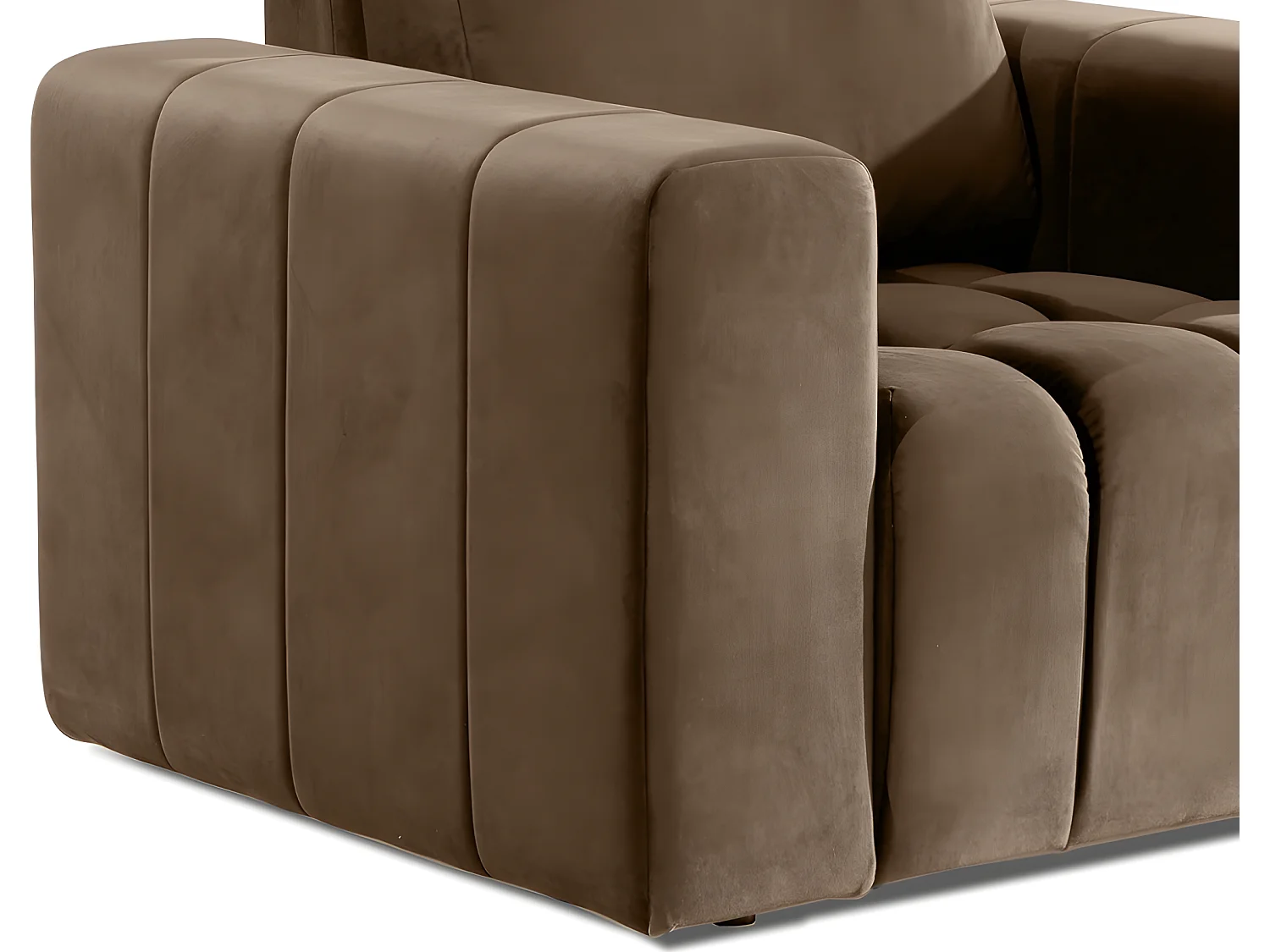 Fauteuil 1 place en tissu velours catégorie luxe, beige, LAZINO