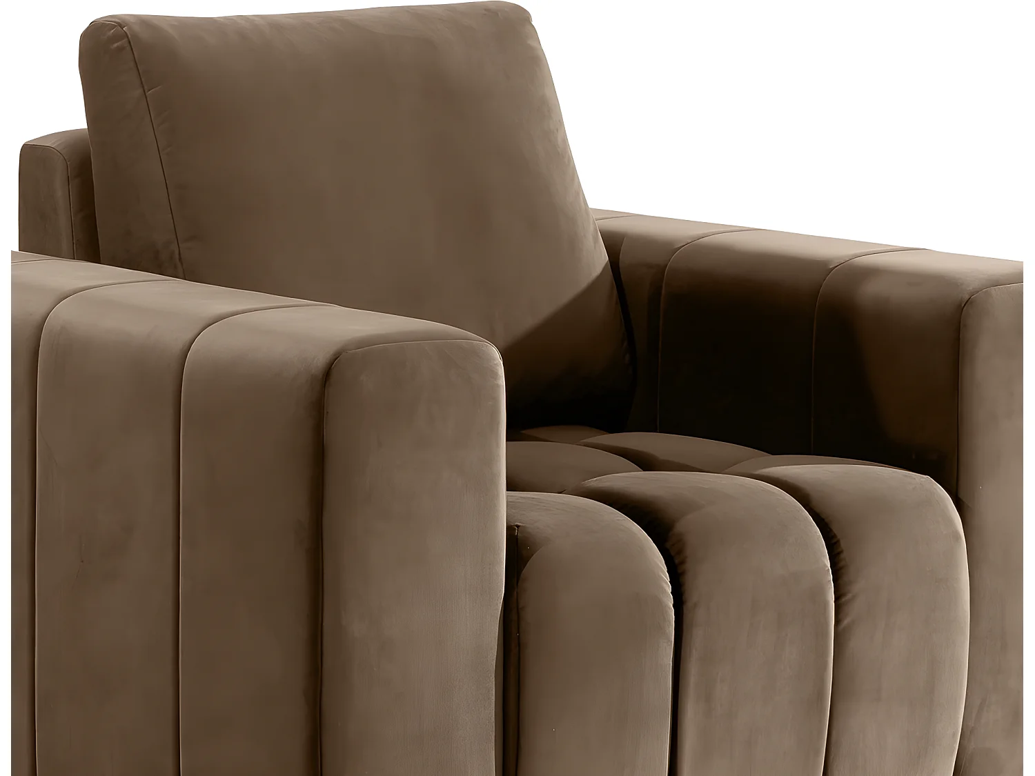 Fauteuil 1 place en tissu velours catégorie luxe, beige, LAZINO