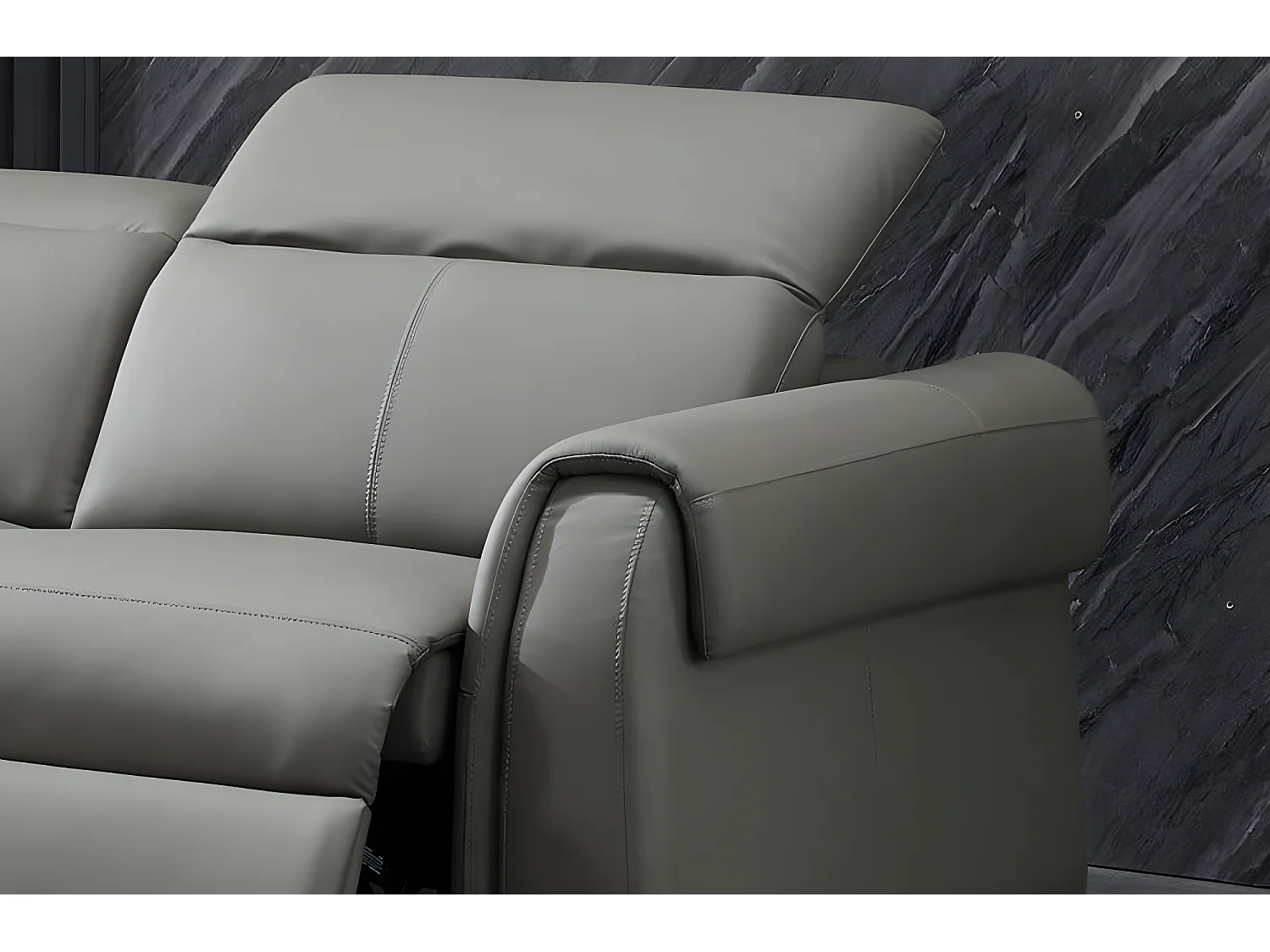 Ensemble avec 4 relax électriques, 2 canapés 2 places en cuir italien buffle TOPRELAX, gris foncé