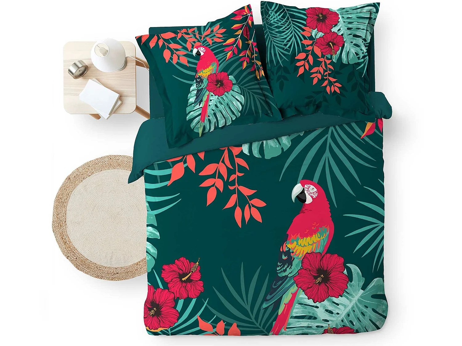 Parure housse couette 240x220 cm Perroquet Caracas