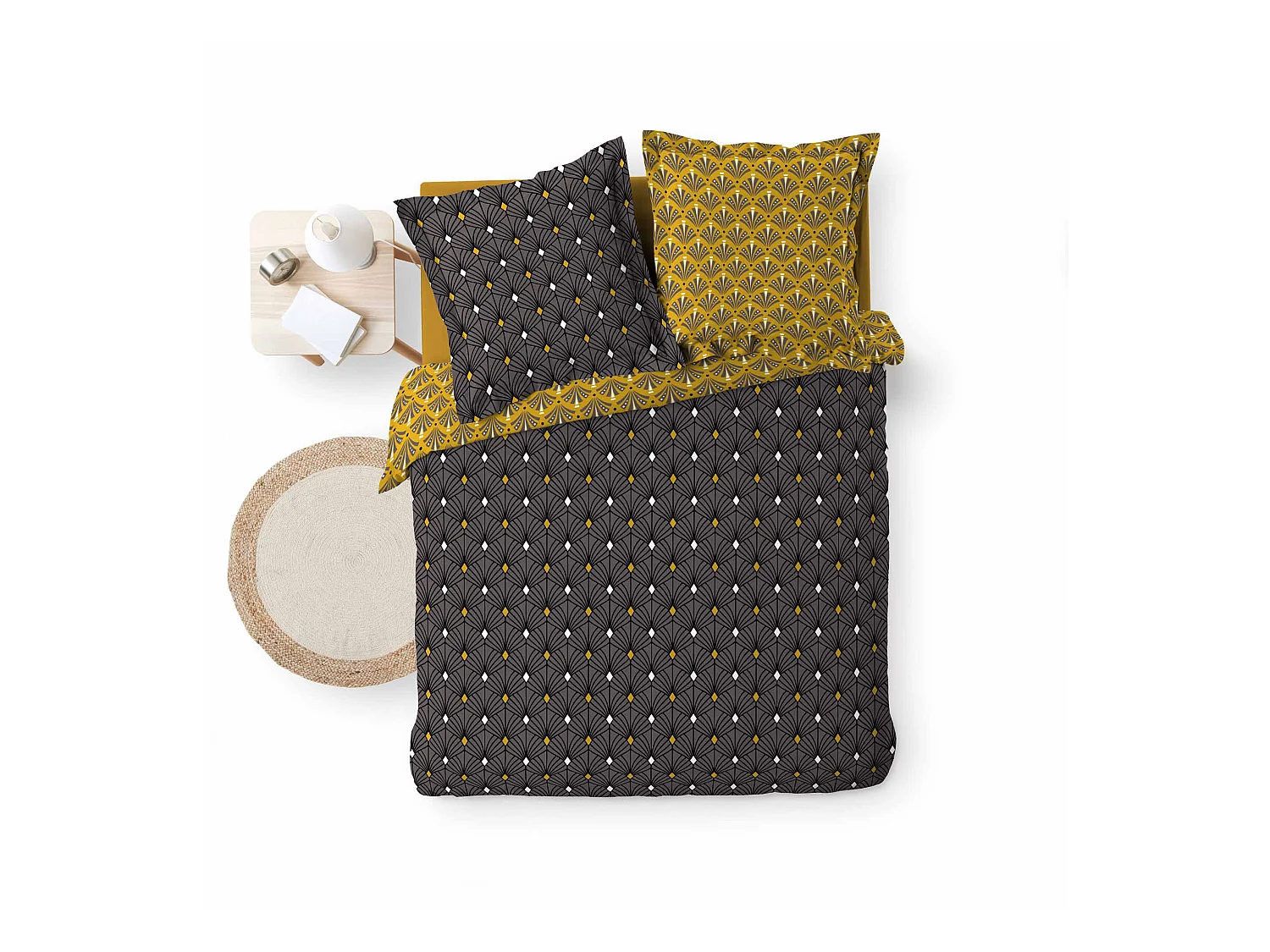 Parure housse couette 240x220 cm Melo gris