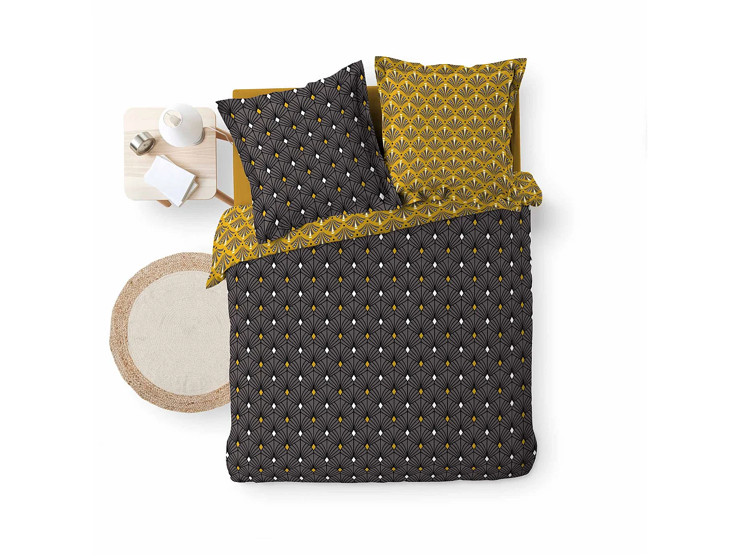 Parure housse couette 240x220 cm Melo gris