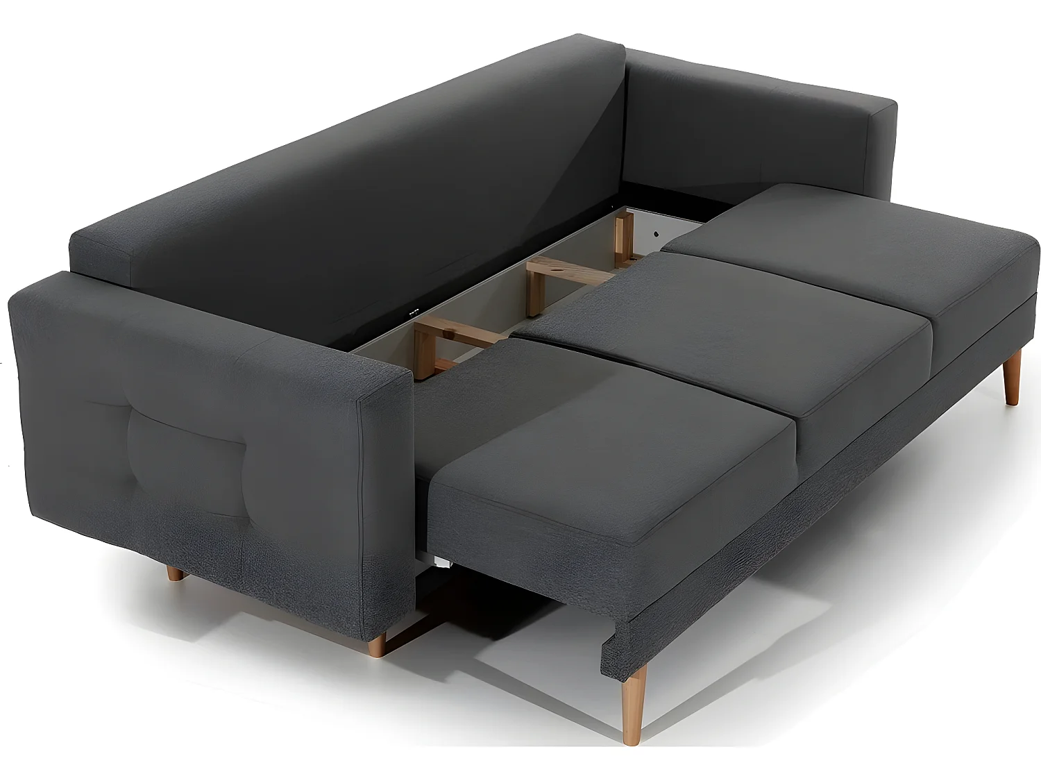 Canapé 3 places convertible - en tissu de qualité gris foncé, ASVENA