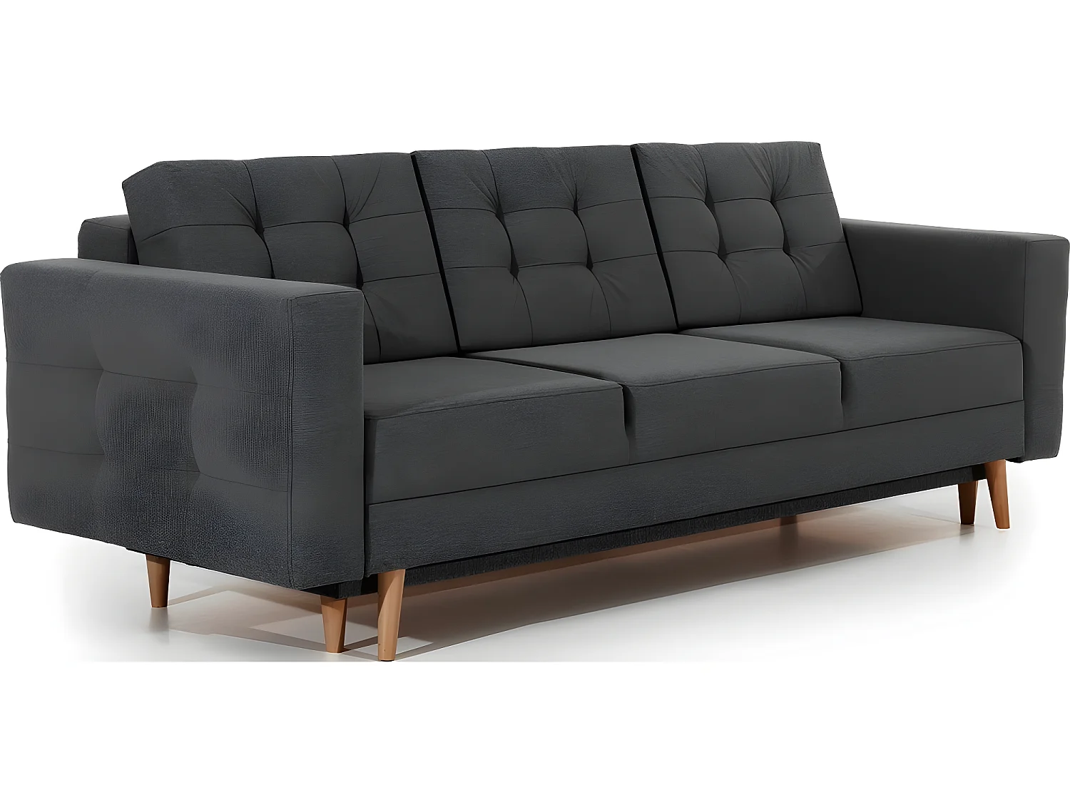 Canapé 3 places convertible - en tissu de qualité gris foncé, ASVENA