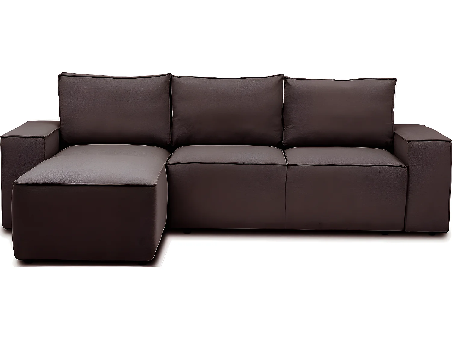 Canapé d'angle convertible - SIDNEY VELOURS - en tissu Luxe - 5/6 places, chocolat, angle gauche (vu de face)