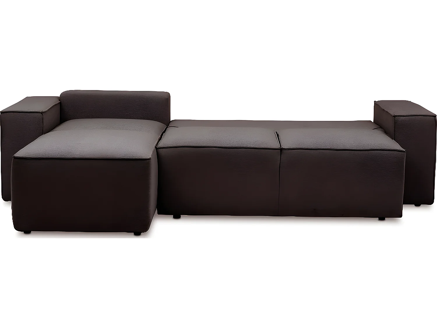 Canapé d'angle convertible - SIDNEY VELOURS - en tissu Luxe - 5/6 places, chocolat, angle gauche (vu de face)