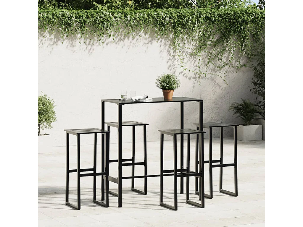 Tabourets de bar lot de 4 noir acier enduit de poudre