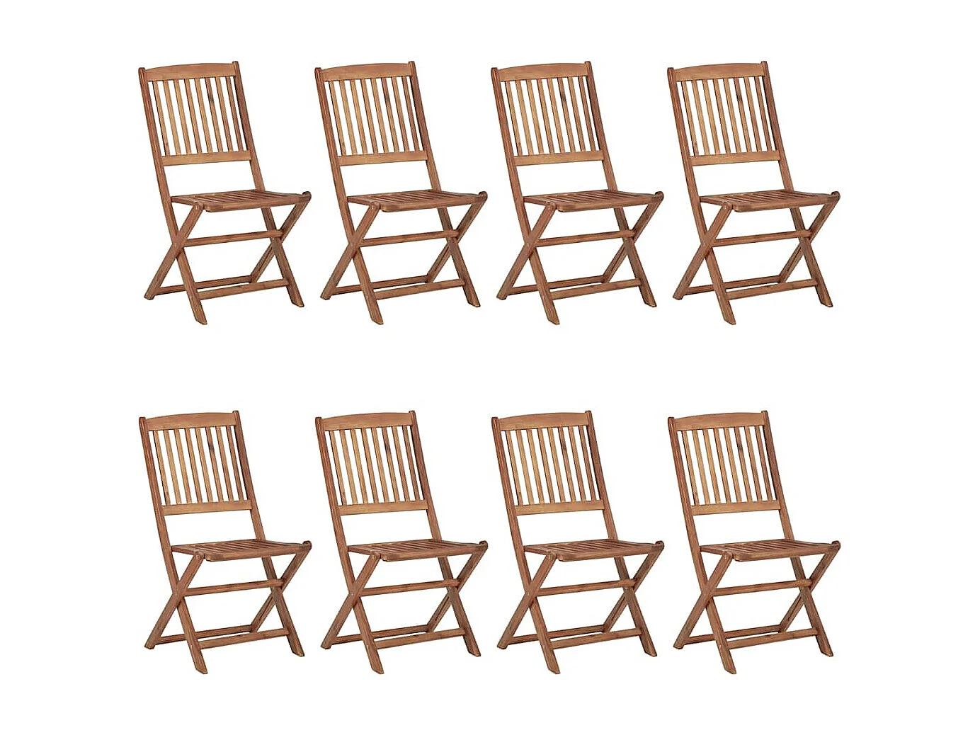 Chaises pliables de jardin lot de 8 avec coussins Bois d'acacia