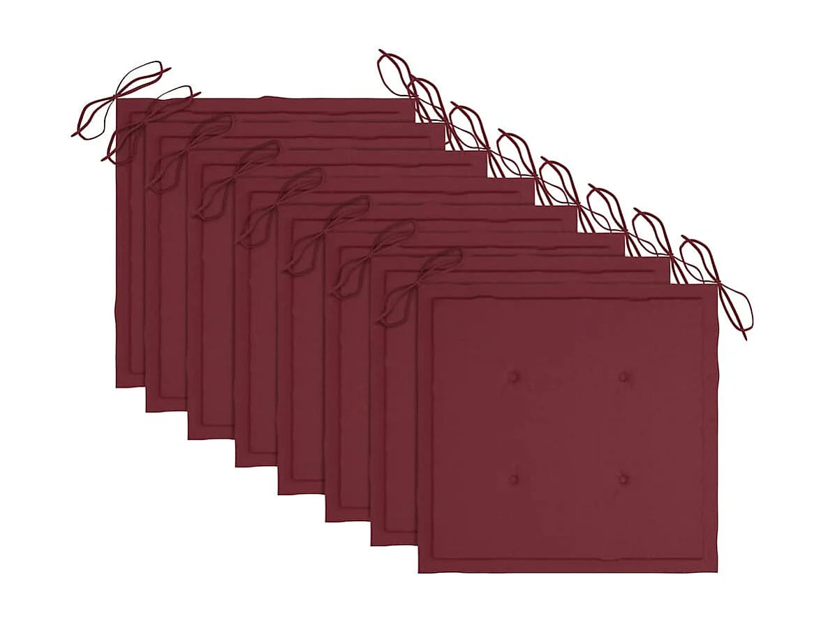 Chaises de jardin empilables avec coussins lot de 8 Teck solide