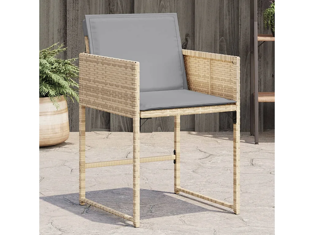 Chaises de jardin avec coussins lot de 4 mélange beige