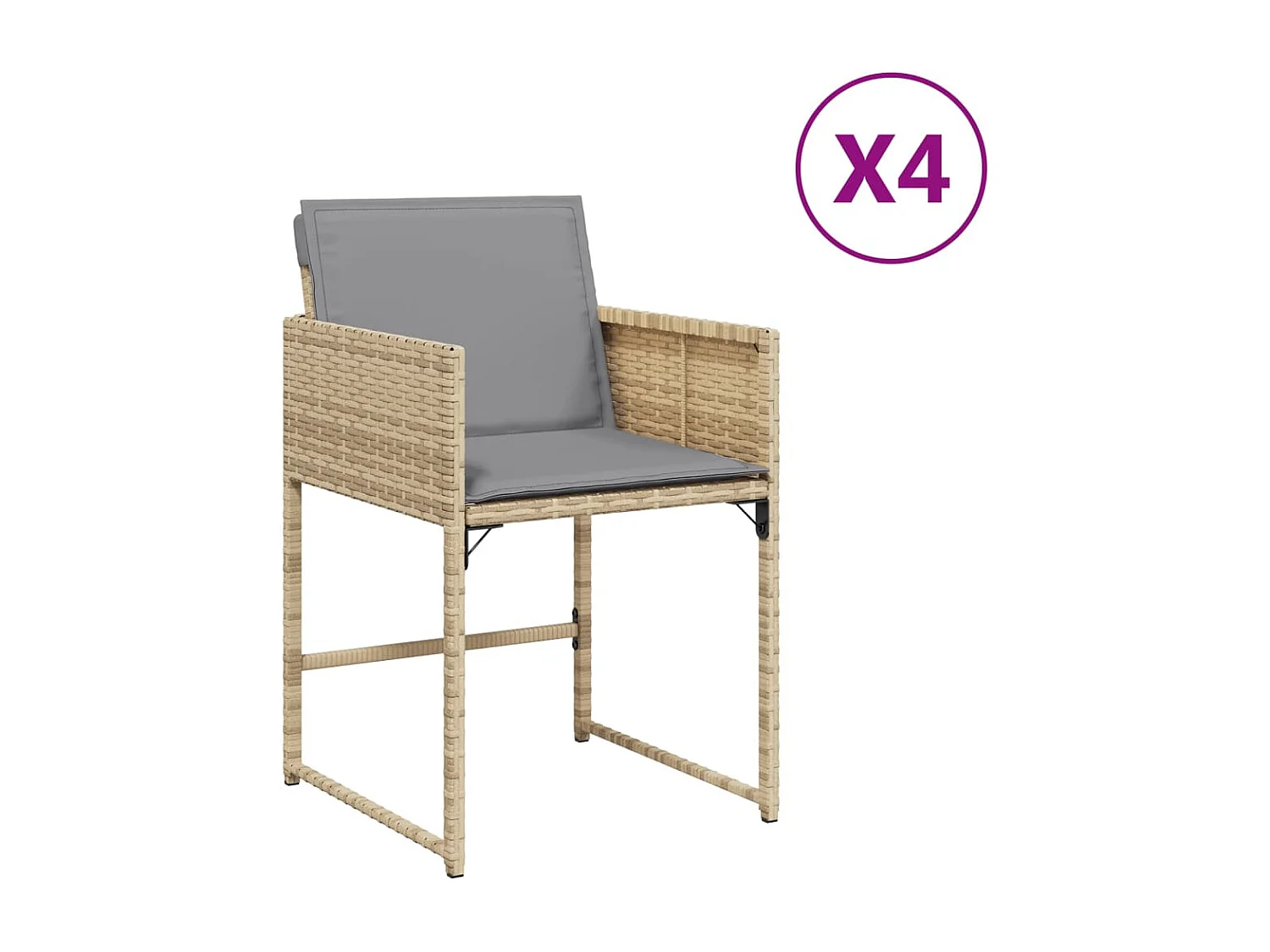 Chaises de jardin avec coussins lot de 4 mélange beige