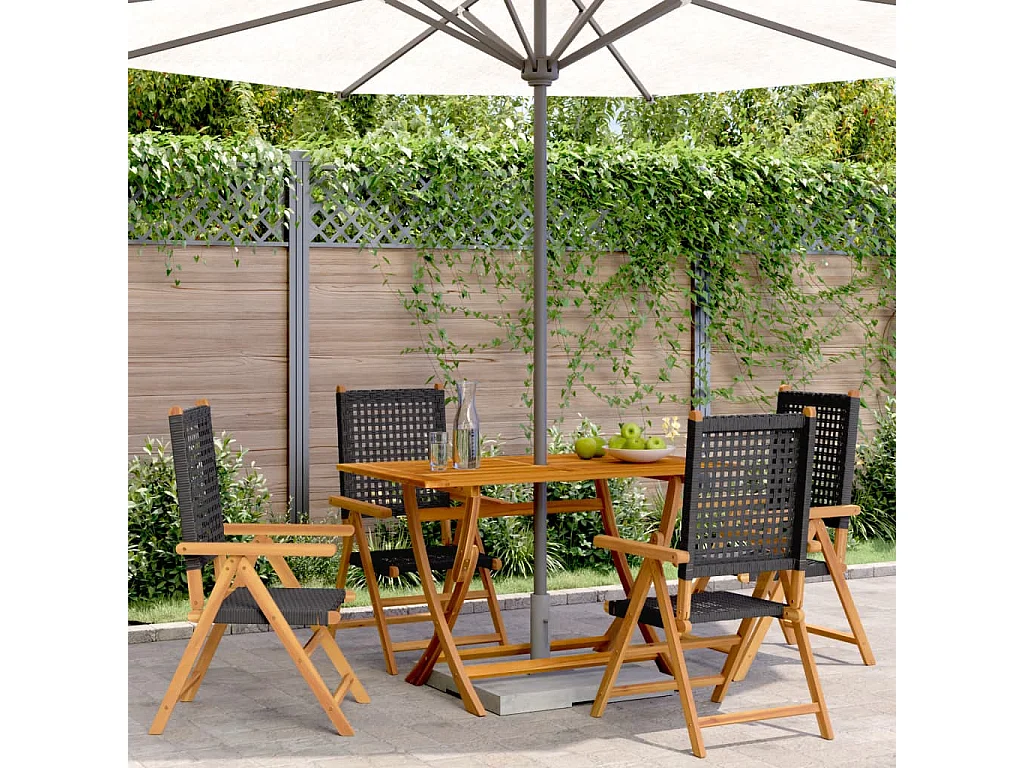Chaises inclinables de jardin lot de 4 noir rotin bois massif