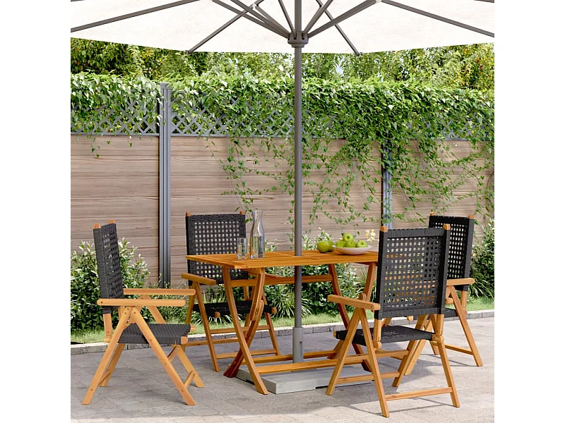 Chaises inclinables de jardin lot de 4 noir rotin bois massif