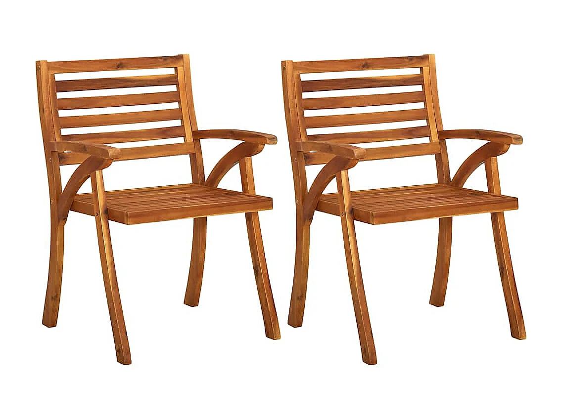 Conjunto de 2 cadeiras de jantar de jardim com almofadas em acácia maciça