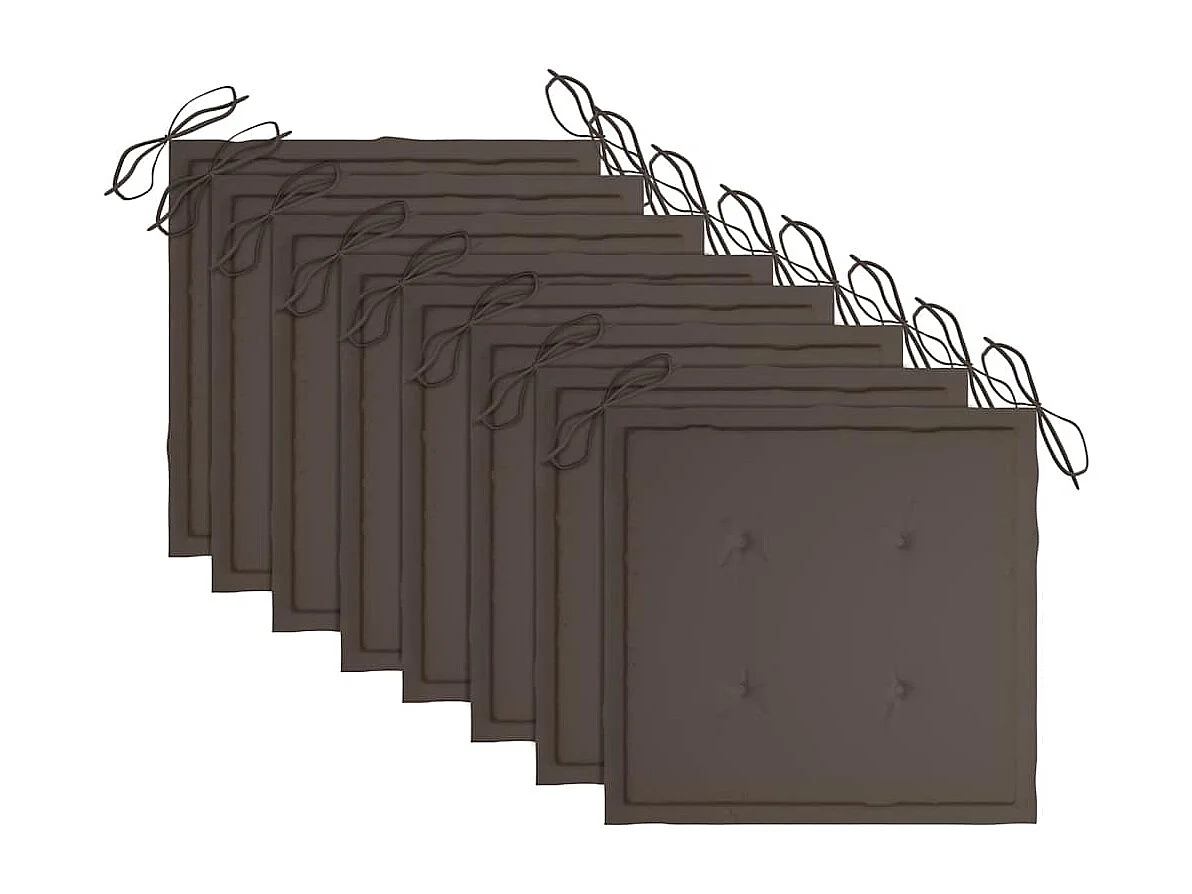 Chaises de jardin lot de 8 avec coussins taupe Bois teck massif