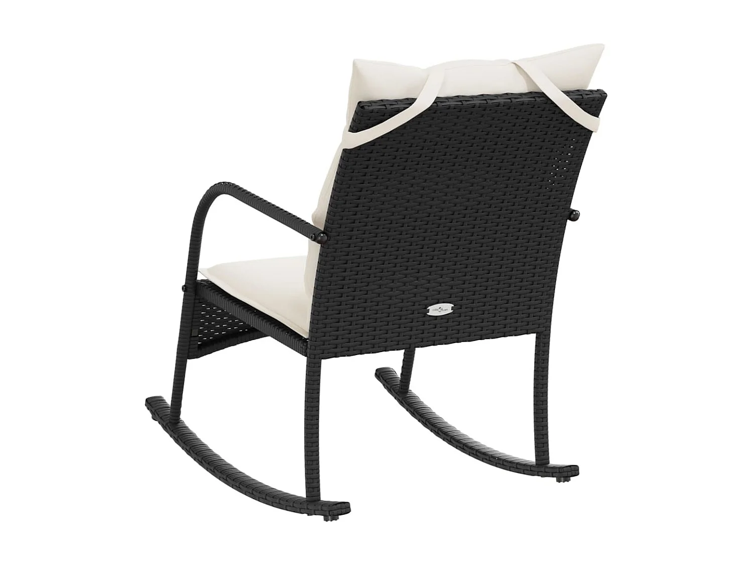 Chaise à bascule de jardin avec coussins noir résine tressée