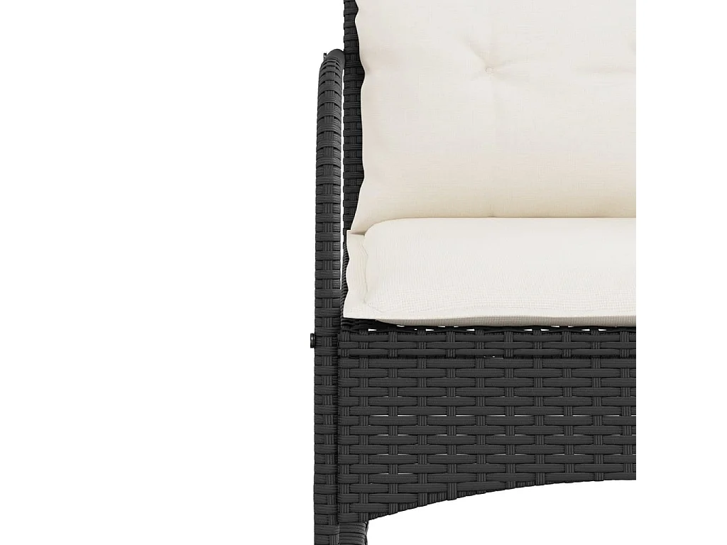 Chaise à bascule de jardin avec coussins noir résine tressée