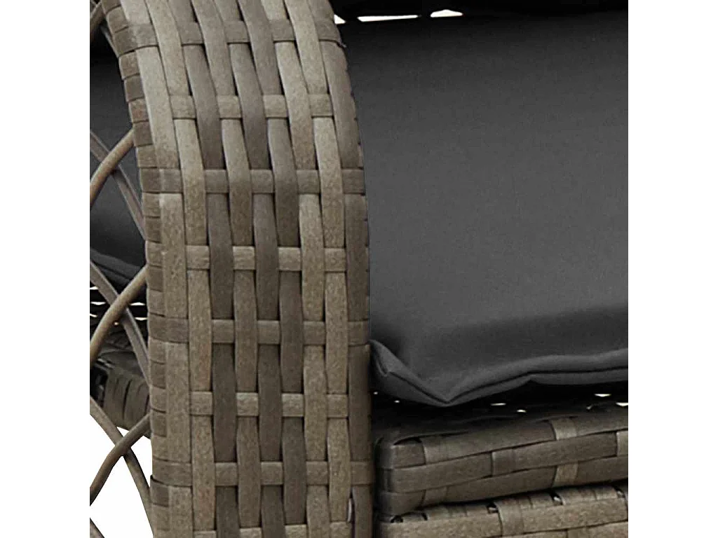 Chaise à bascule de jardin avec coussins gris résine tressée